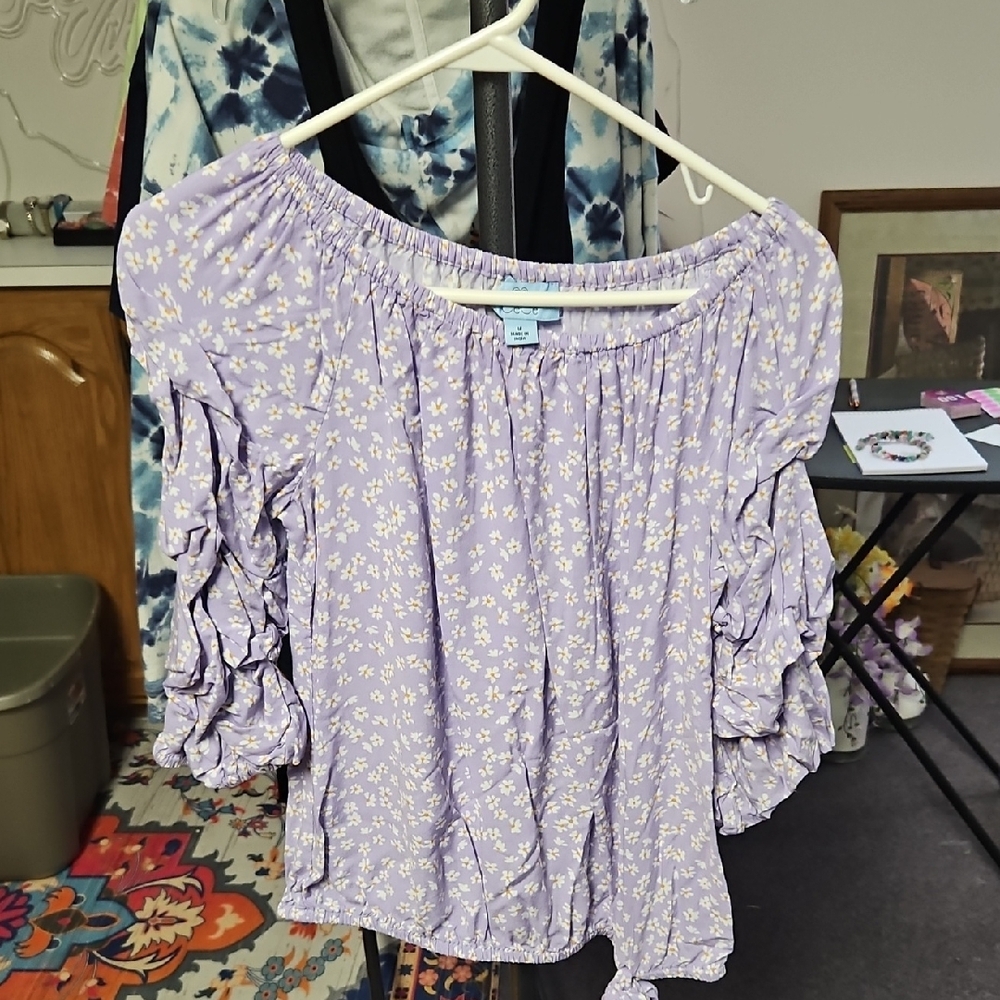 CeCe Purple Floral Blouse